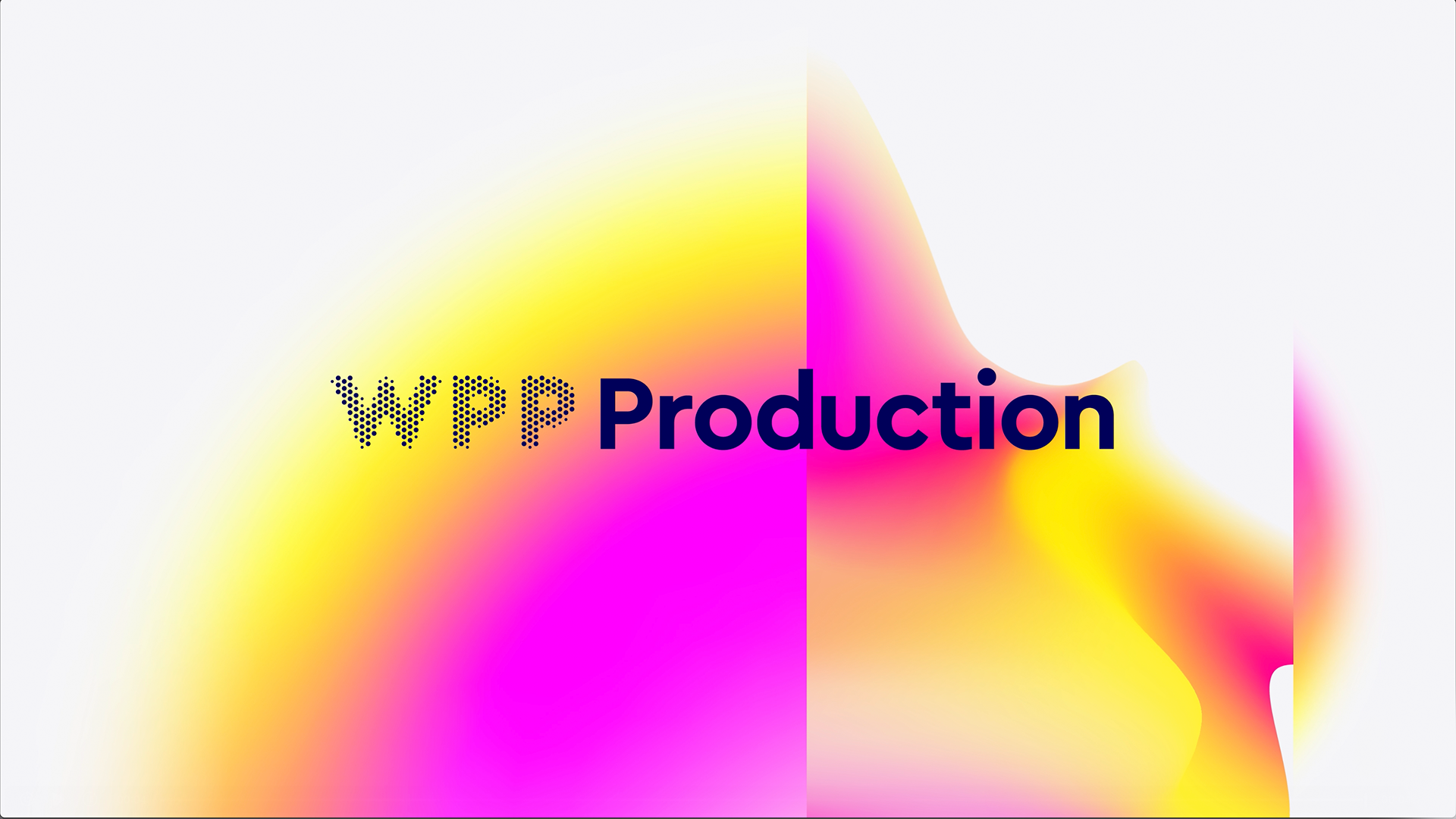 bstract gradient background in yellow, pink, and purple with the text ‘WPP Production’ centred.