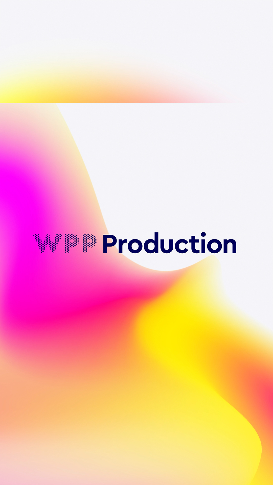 bstract gradient background in yellow, pink, and purple with the text ‘WPP Production’ centred.