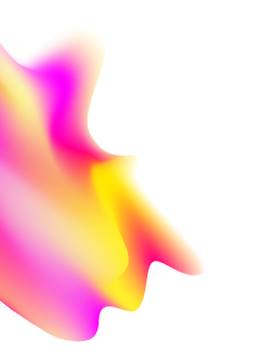 Abstract multicolour gradient shape in pink, yellow, and orange on a black background.